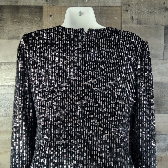 New Anthropologie Black sequins Ollie Mini Dress - Picture 10 of 12